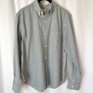EUC BAND OF OUTSIDERS Men's Gray & White Striped Dress Shirt Sz XXL Slim Fit